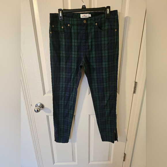 Vineyard Vines Blue & Green Tartan Plaid Skinny Jeans/Pants Size 6 - Picture 1 of 4